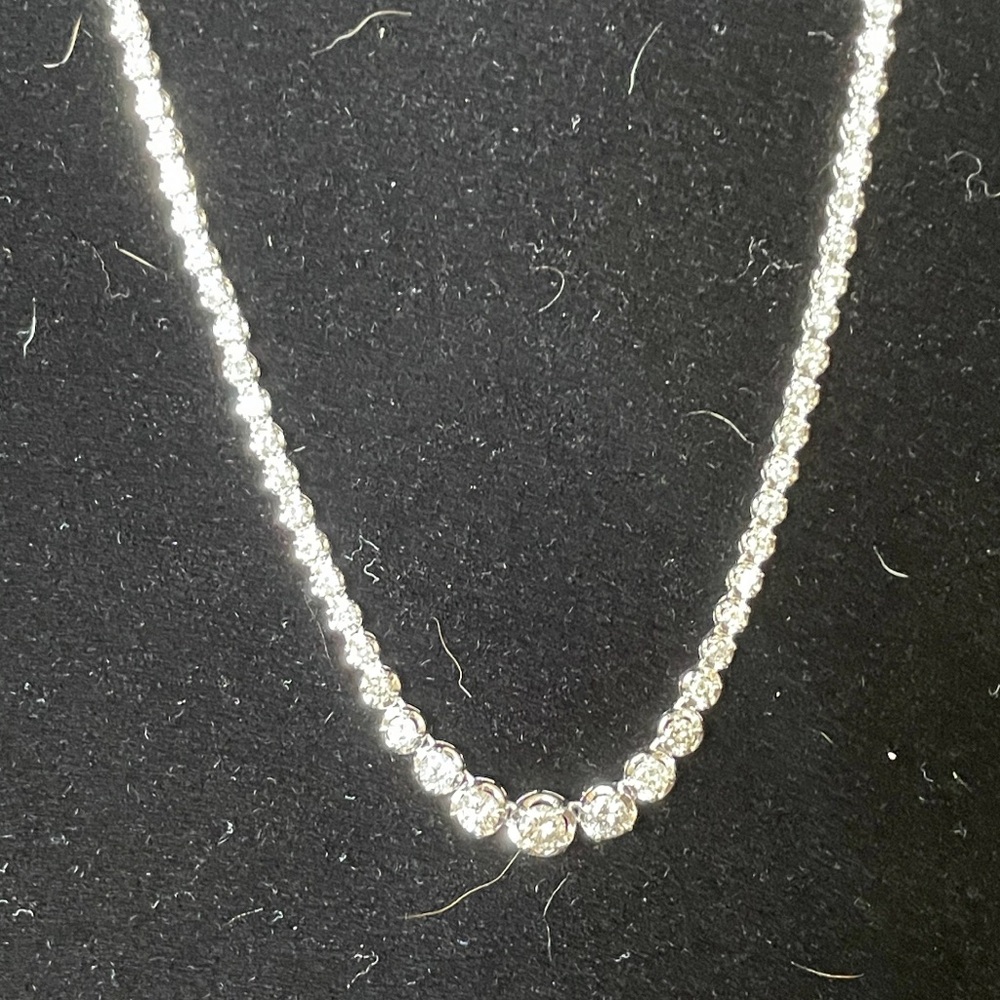 5 Carat Natural Diamond Riviera Tennis Necklace 18k White Gold
